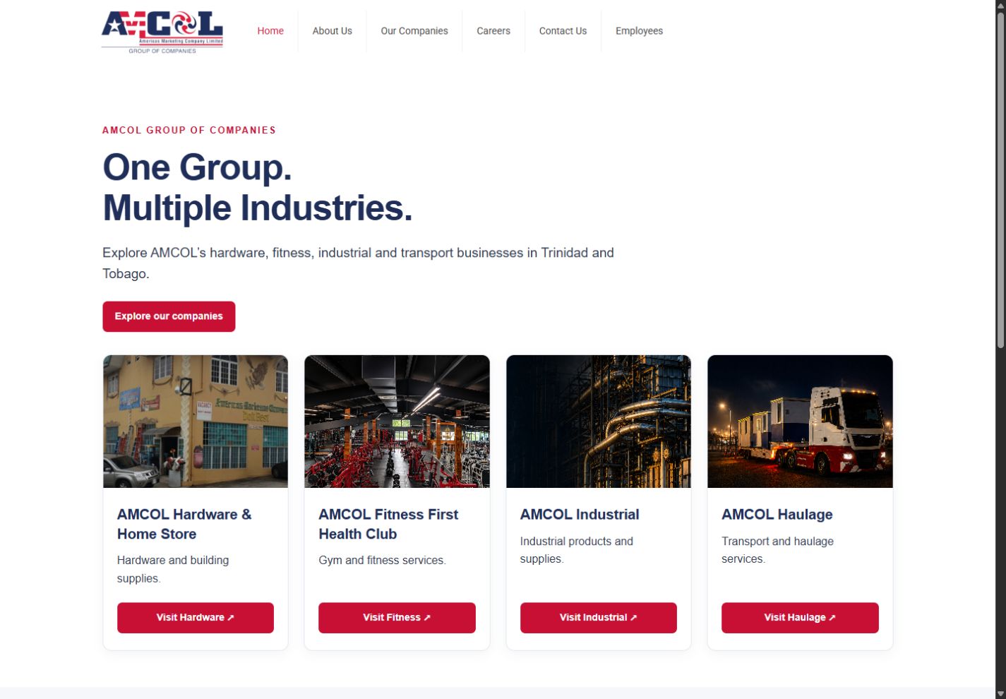 Screenshot of the AMCOL Group homepage